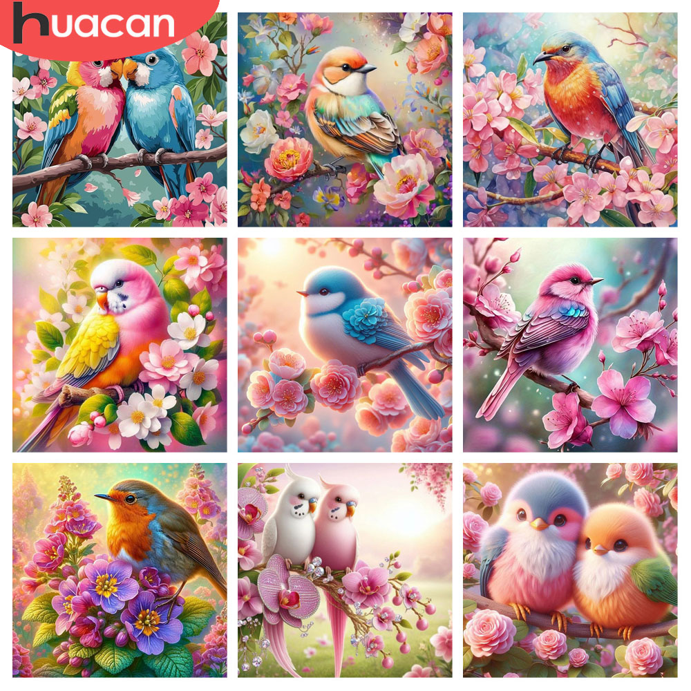 Resin Art For Rose - HUACAN 다이아몬드 페인팅 새 꽃 동물