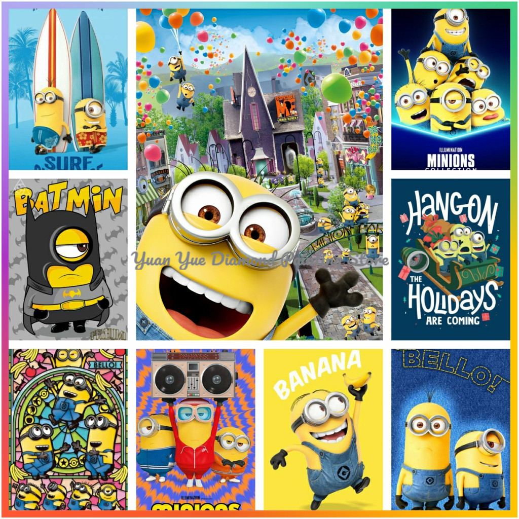 Resin Art Canvas - 1pc 프레임리스 다이아몬드 페인팅 귀여운-M-Minions 만화