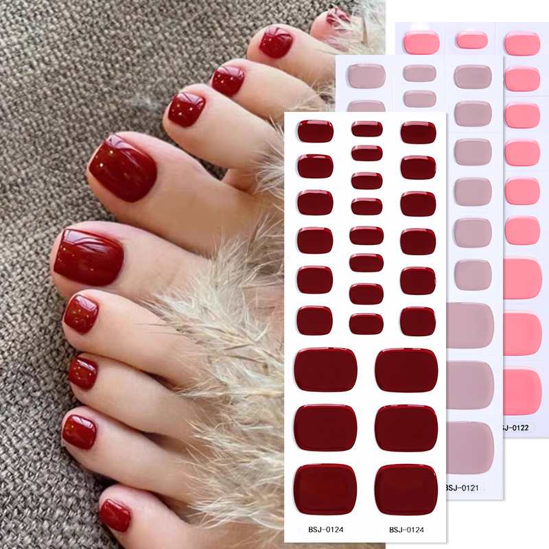 Uv Lamp Nail Resin - 순수 컬러 발가락 젤 네일 스티커