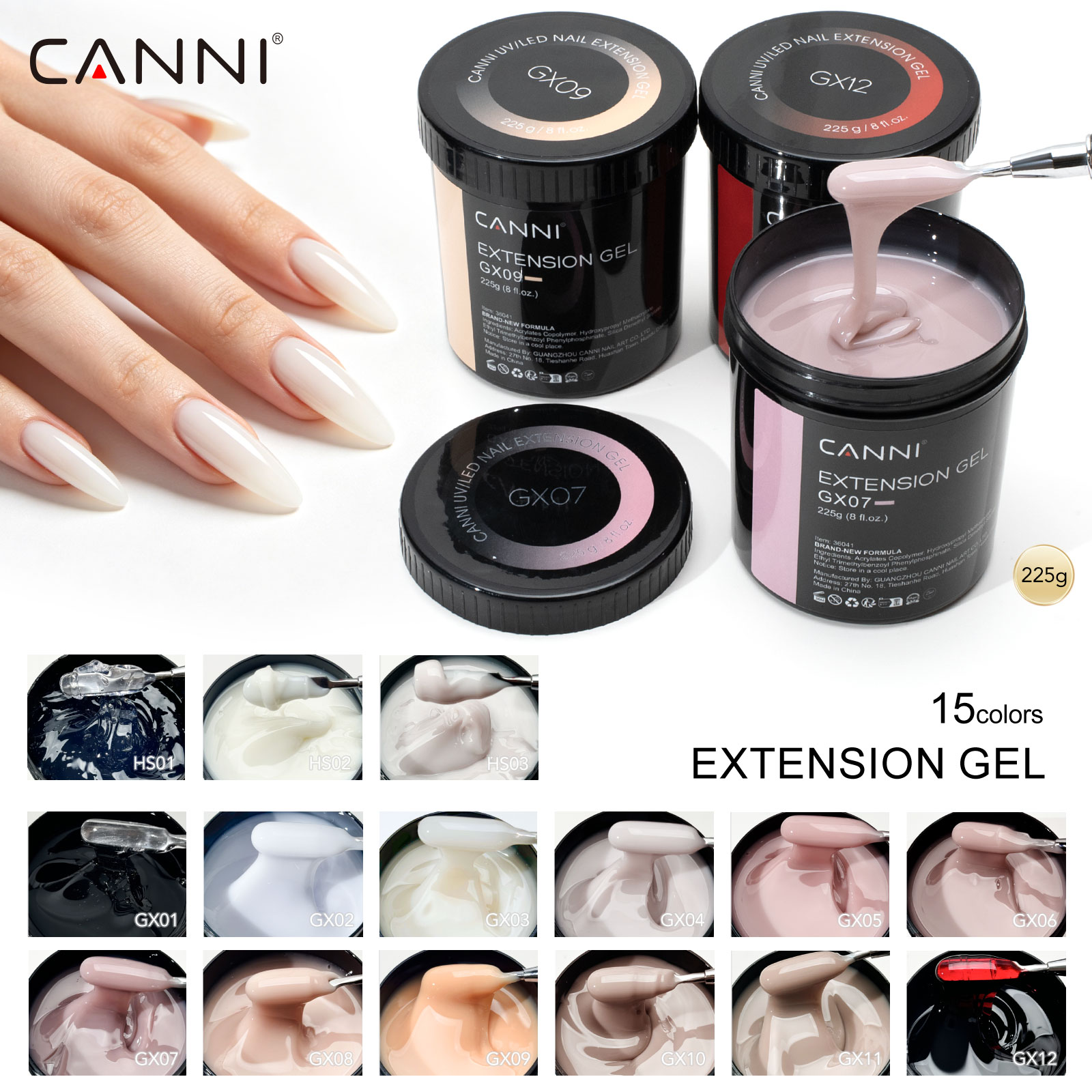 Uv Lamp Nail Resin - CANNI 225g 리필용 카모플라주 젤 무자극