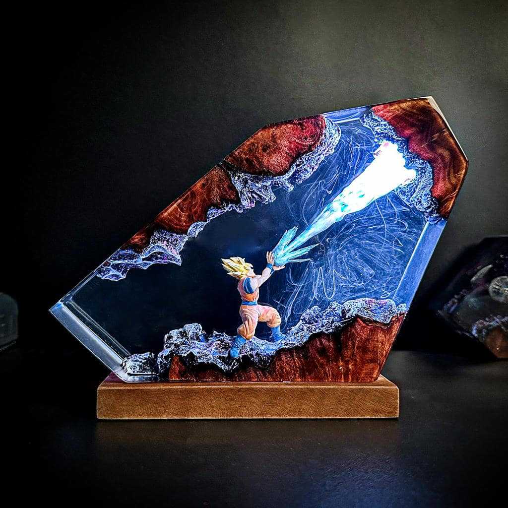Resin Art Goku - 손오공 카메하메하 에폭시 레진 LED 무드등,