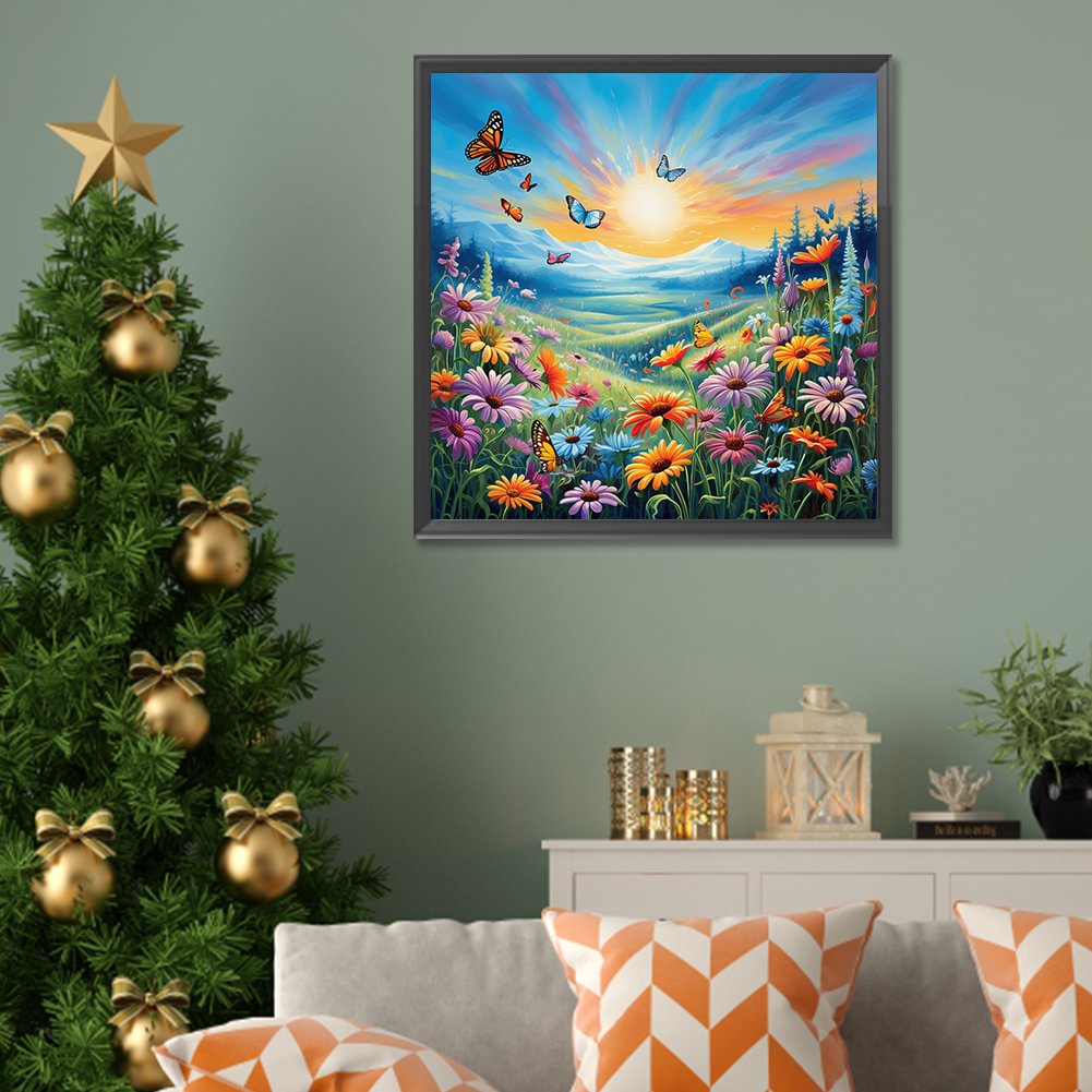 Resin Art Painting - 다이아몬드 페인팅 가족 귀여운 사슴 꽃