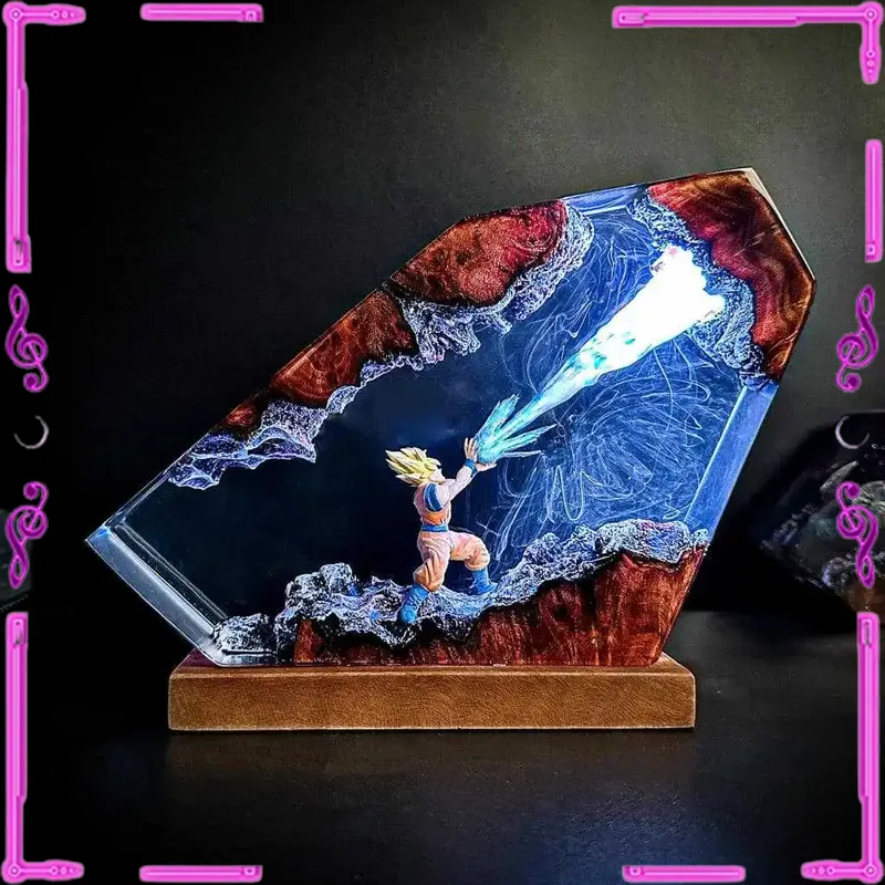 Resin Art Goku - 손오공 카메하메하 에폭시 레진 LED 무드등,