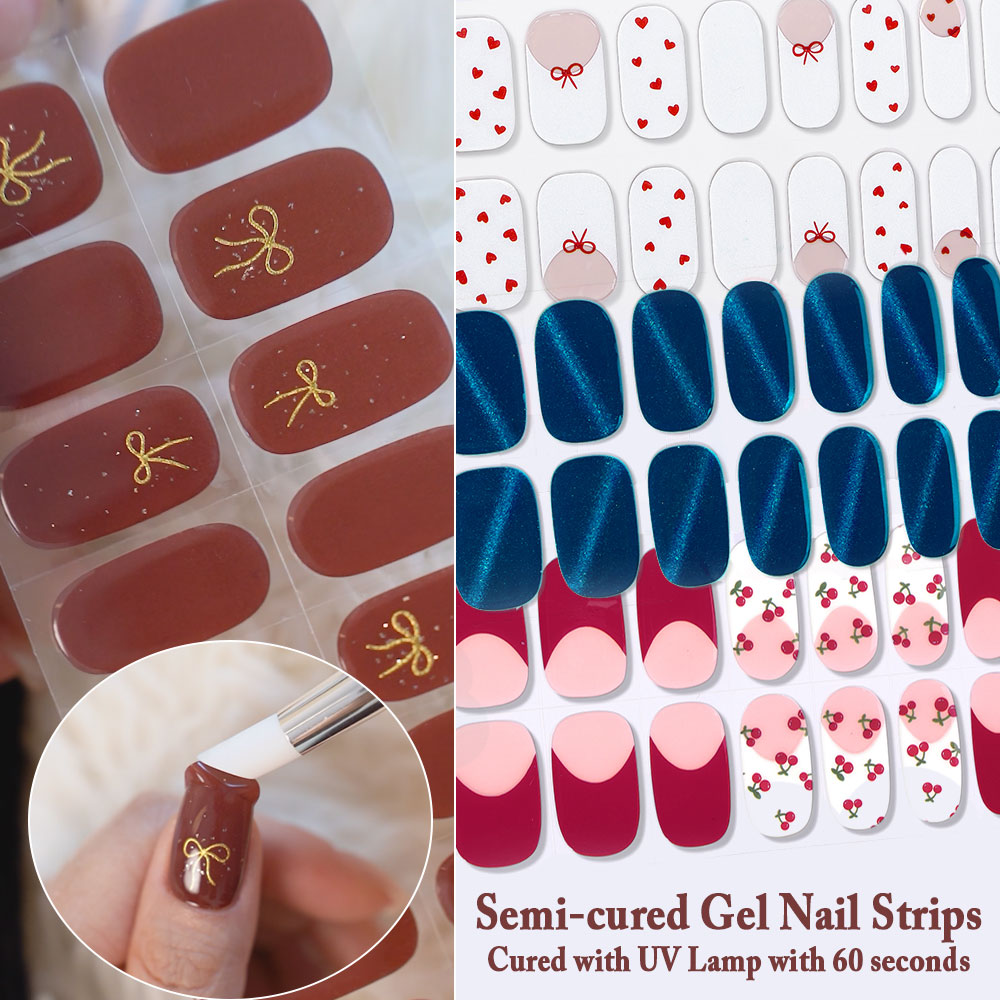 세미큐어드 젤 네일 스트립 16팁 - 셀프 접착 젤 네 - Uv Lamp Nail Resin 리뷰 및 가격