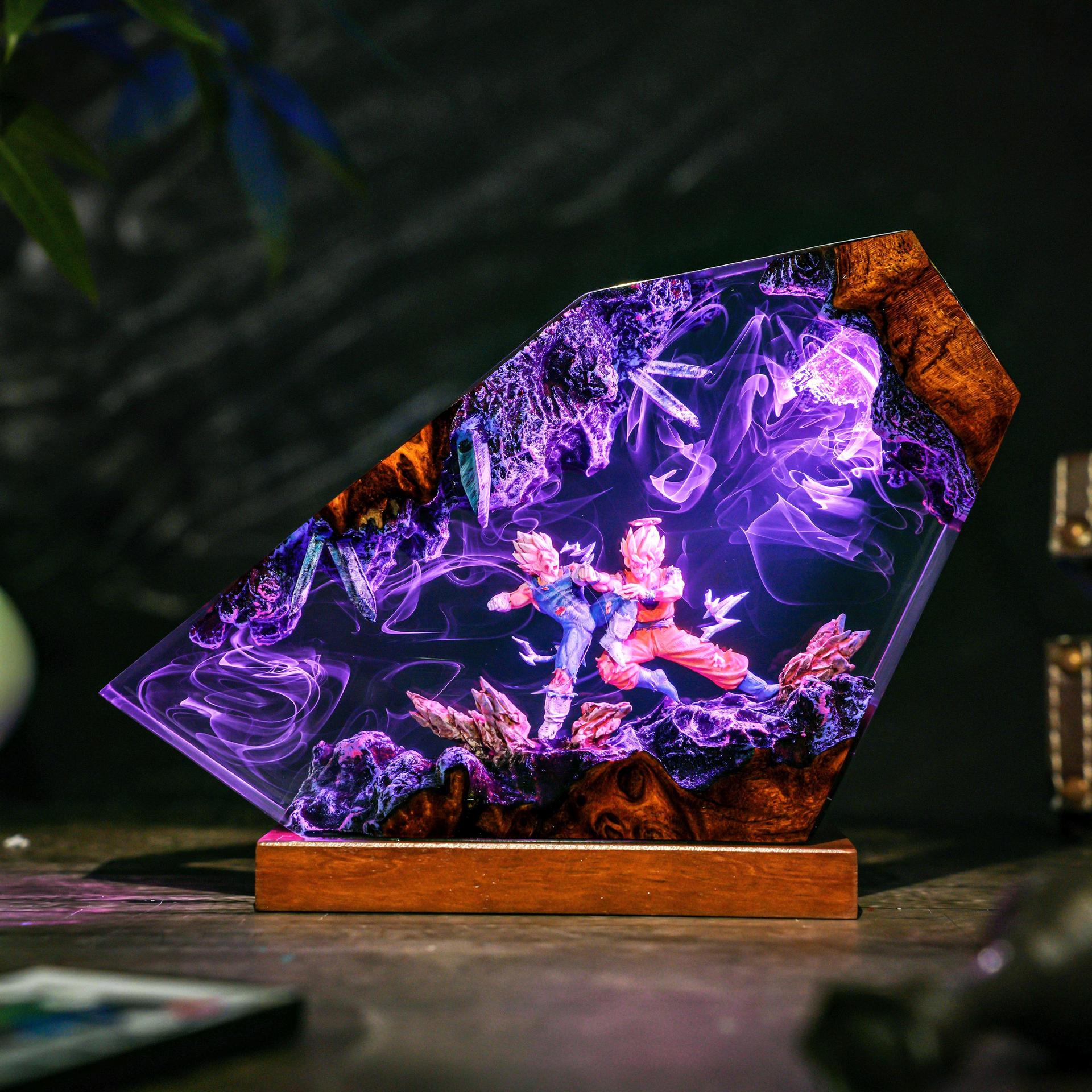 손오공 & 베지터 에폭시 레진 수제 LED 무드등, 드 - Resin Art Goku 리뷰 및 가격
